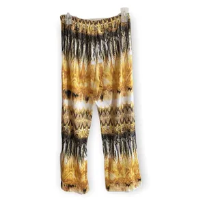 Onque Casuals Yellow Black White Paisley Abstract Lounge Pants Size Large L thumbnail 2