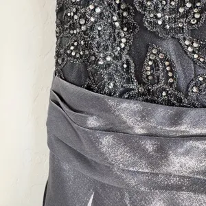 La Femme 26447 Two Tone Satin A-Line V-Neck Gown Platinum Silver Gray thumbnail 11