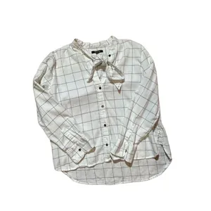 Madewell Flannel Tie-Neck Shirt in Windowpane‎ sz S thumbnail 5