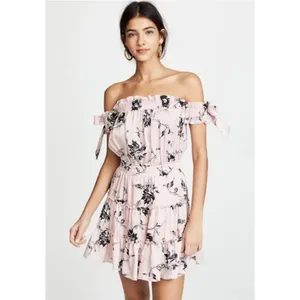 Misa Los Angeles Laiyin Floral Mini Dress Pink Womens Summer Off The Shoulder XS thumbnail 15