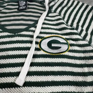 NFL Team Apparel Green Bay Packers Striped V-Neck Hoodie Women Small Football thumbnail 6
