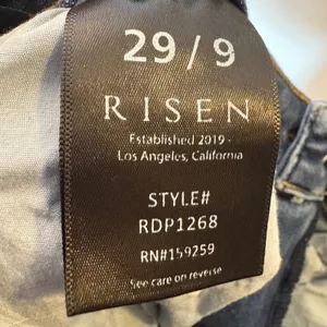 Risen Los Angeles Distressed Straight Leg Jeans Medium‎ Wash Raw Hem Size 29/9 thumbnail 7