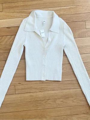 Aerie ribbed cropped cardigan top thumbnail 5