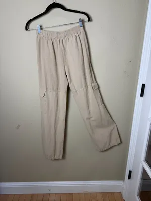Bershka European Linen Blend Cargo Wide Leg Pants Trousers Size Small thumbnail 4