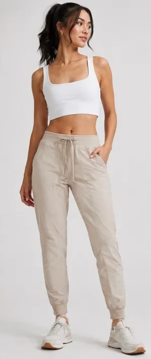 Lululemon Dance Studio Mid-Rise Lined‎ Jogger Raw Linen Size 8 thumbnail 1