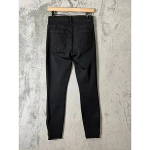 Mother The Stunner Double Zip Ankle Jeans Not Guilty Black High‎ Rise Raw Hem 26 thumbnail 3