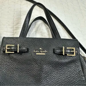Kate Spade Black and Gold Pebbled Leather Crossbody Bag thumbnail 3