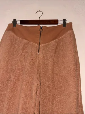 Aerie Tan Sherpa Fleece Joggers with Front Zip Detail Size Large thumbnail 3
