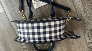 NWT Betsey Johnson Adorable Plaid Fish Handbag Crossbody Navy Blue & White thumbnail 10