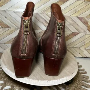 Kork Ease Brown Leather Kissel Ankle Boots Wrinkle Slouch‎ Block Heel 6M Comfy thumbnail 3
