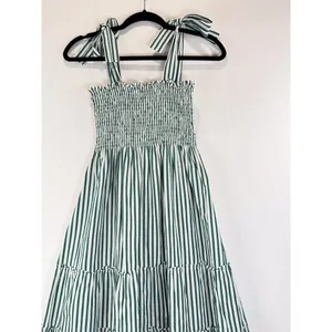 Maxwell And Gerladine Dress Green The Brooke Midi Stripe Smocked Tiered Flowy XS thumbnail 9