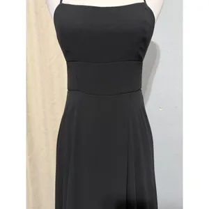 Lulus Black Sparkly Chiffon Maxi Dress Small Square Neck Open Back Side Slit thumbnail 4
