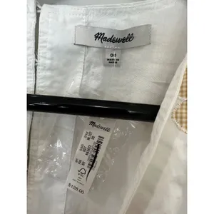 Madewell Annamarie Mini Girly Gauzy Poofy Cotton Dress White Floral NWT size 00 thumbnail 3