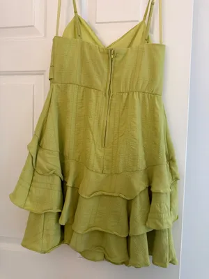 City Studios Chartreuse Green Ruffle Mini Dress thumbnail 4