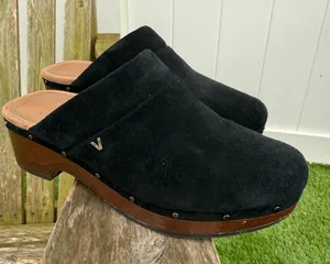 Vionic Kacie Suede Black‎ Leather Clogs Mules Size 9 T thumbnail 1