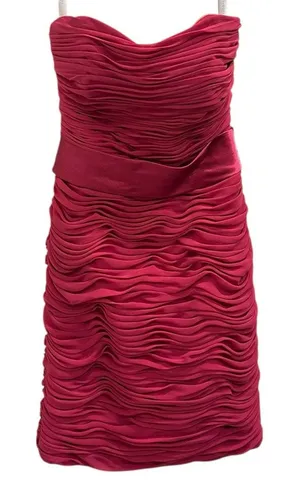 VTG Y2K Bill Levkoff Pink Chiffon Pintuck Strapless Mini Dress Party Hoco XXS XS thumbnail 1