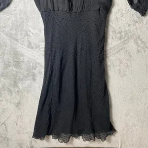 Tibi Black Silk Chiffon Dress Sheer Polka Dot Sleeves Tie Neck Size 2 XS‎ thumbnail 6