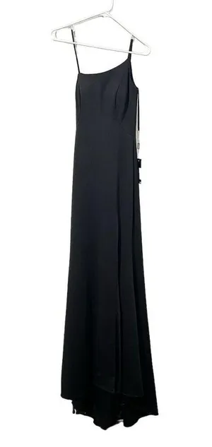 La Femme Women's Black One-Shoulder Formal Gown Size 0 Long Dress thumbnail 3