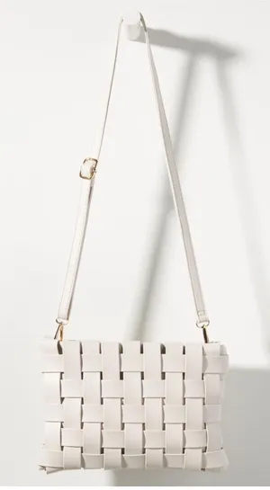 Anthropologie Lindy Woven Clutch Cream crossbody thumbnail 1