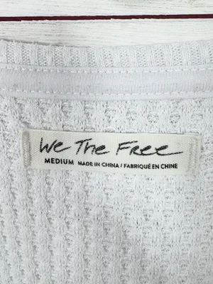 Free People Santa Clara Thermal Oversized Slouchy Top‎ Medium Blue White thumbnail 9