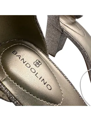Bandolino 8M Glittery Gold Open Toe Heel Sandals Ankle Strap Buckle Closure thumbnail 10