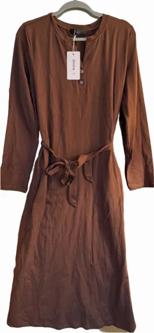 NEW Brown Casual Belted Pockets Maxi Dress XL thumbnail 1