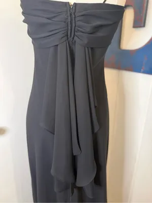 Betsy & Adam Black Strapless Maxi Evening Gown Sz 4 thumbnail 3
