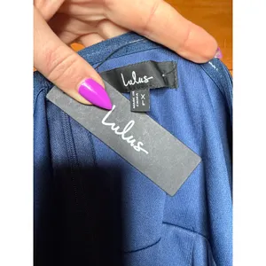 NWT Lulus Memorable Entrance Dark Blue Strapless Satin Maxi Dress Bridesmaid XL thumbnail 7