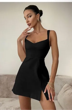 NEW Sweetheart Neckline A-line Split Tennis Golf Built in shorts Mini Dress S thumbnail 6