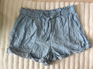 aerie Light Blue High-Waist Drawstring Shorts thumbnail 1