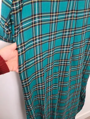 Mint Limit Blackwatch Plaid Sleep Shirt Nightgown House Dress Cotton Large thumbnail 5