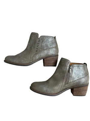 Clarks Neva Lo Taupe Metallic Ankle Leather Booties Women’s Size 8 thumbnail 6