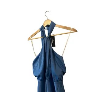 Lulus Remarkable Moment Blue Satin Halter Mini Dress XS NWT thumbnail 6