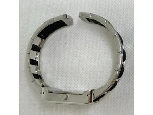 Geneva silver black tone women’s watch 20mm quartz cuff bracelet size 7” running thumbnail 7