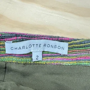 Charlotte‎ Ronson Multi Color Striped Mini Skirt Green Pink Size 2 Pocket Zipper thumbnail 5
