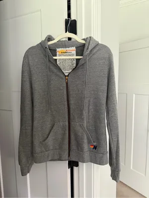 Aviator Nation Bolt Gray Zip-Up Hoodie Lightning Heather thumbnail 3