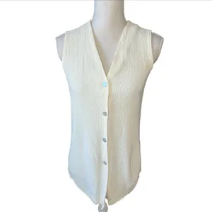 Expressions cream button down vest v-neck vintage clean girl scandi girl cottage thumbnail 2