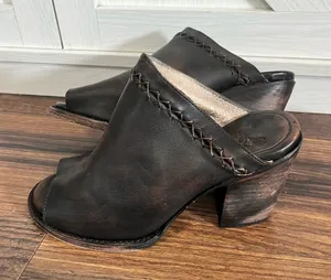 Freebird Bambi / Leather Peep Toe Mule / Heeled Sandal / 7 thumbnail 1