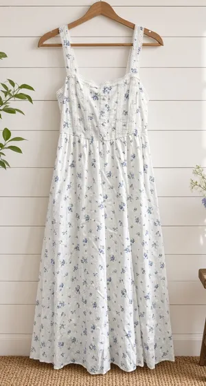 Last One!! Floral Stripe Clip Dot Sleeveless Maxi Dress. Size Small thumbnail 1