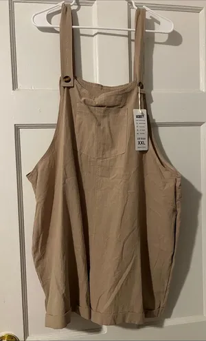 SCUSTY Casual Loose Cotton Linen Shortalls with Adjustable Straps thumbnail 1