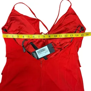 NWT Club L Red Ruffle Plunge Maxi Dress US 4 UK 8 Wedding Guest Formal Sexy thumbnail 6