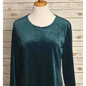 Vintage Spiegel long sleeve jewel-toned green velvet A-line dress Size 12 thumbnail 2