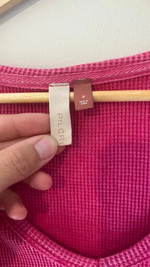 Pilcro and the Letterpress Pink Thermal Waffle Knit Long Sleeve Top Size Small thumbnail 7