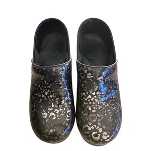 Dansko Black Silver Leopard Patent Leather Clogs Women's EU 38 US 7.5 Comfort thumbnail 2