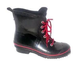 Skechers Womens Lace-Up Waterproof Combat Boots Black Red Ankle Rain Boot Shoes thumbnail 1
