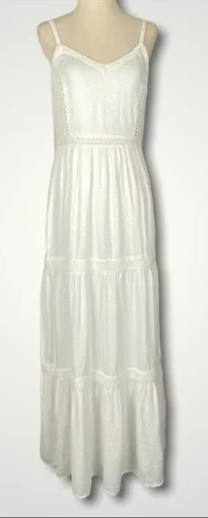 Joie Tiered Maxi Dress Rayon White. Texture Adjustable Straps. Size:S thumbnail 1