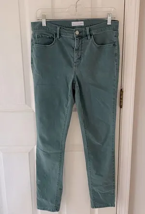 LOFT Skinny Ankle Mid-Rise Jeans in Muted Green thumbnail 1