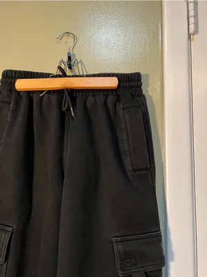 FB County Women's Size Small Heavyweight Baggy‎ Cargo Sweatpants Black Cotton thumbnail 9