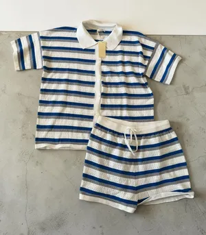 EKOUAER Blue White Striped Casual Two Piece Set Size Large NEW NWT thumbnail 1