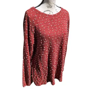 ADIBOSY NWT Polka Dot Textured Tie Back Sweater Long Sleeve‎ Knit Top Size L thumbnail 3